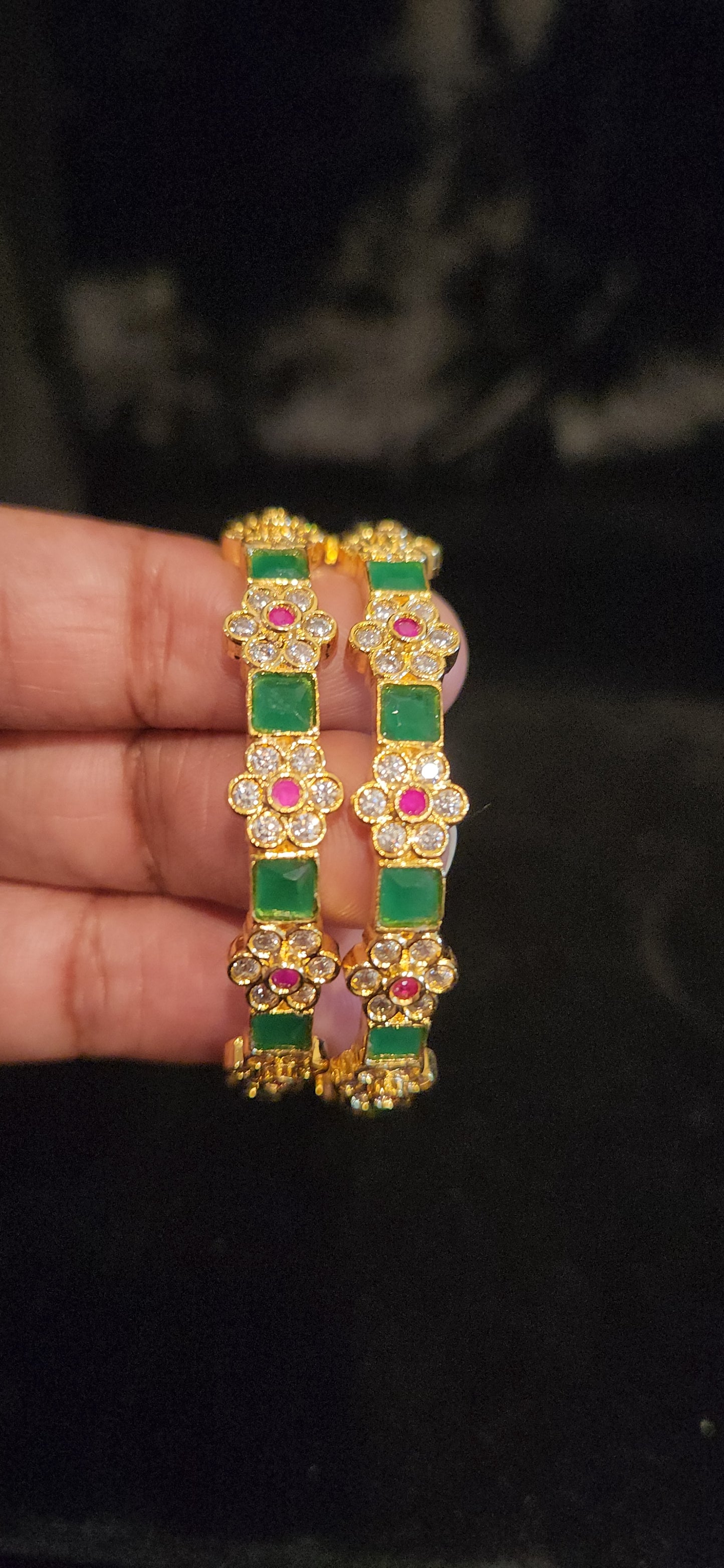 Charming Ruby Emerald Floral Kids Bangle