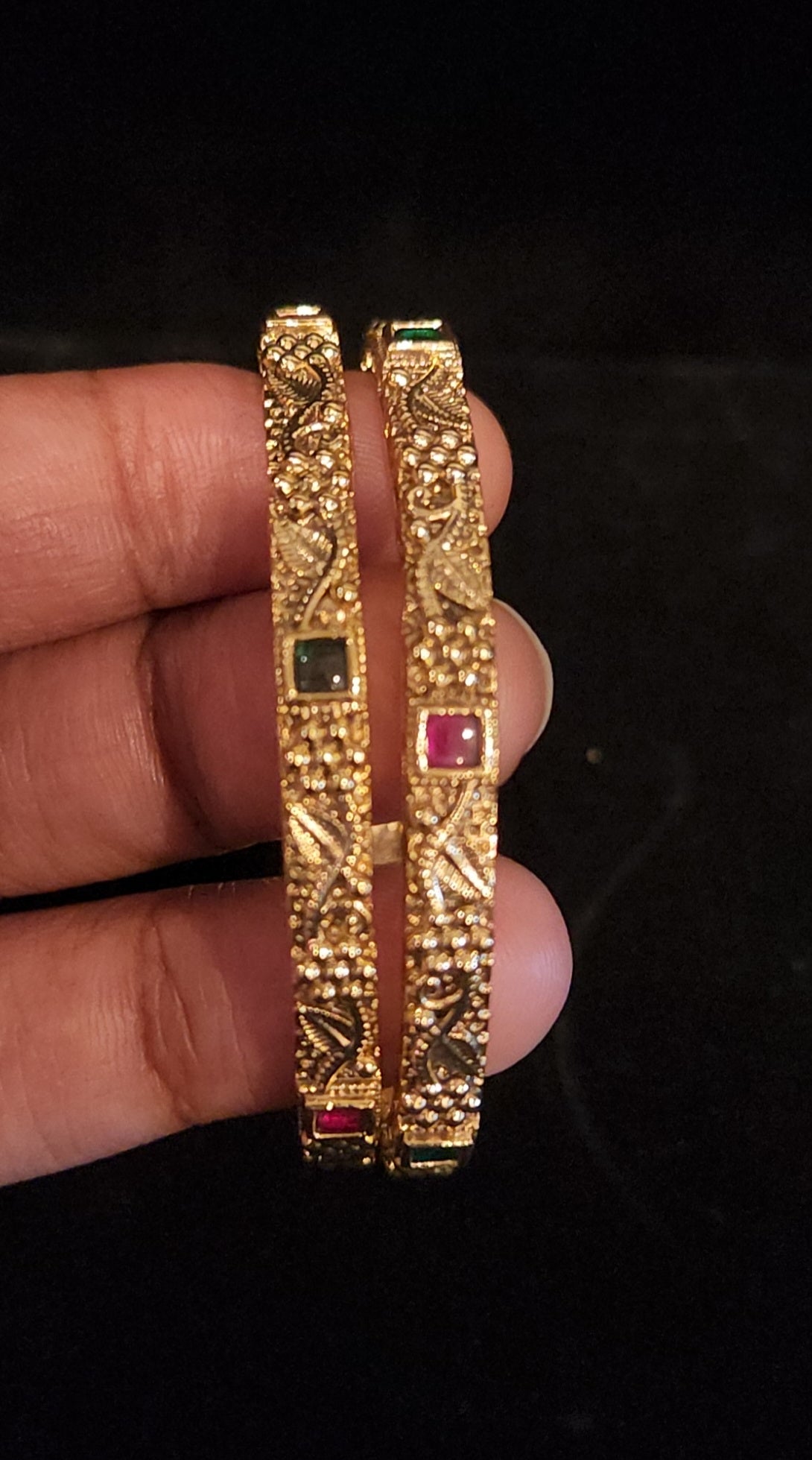 Traditional Antique Finish Muti Color Lata Design Kids Bangle