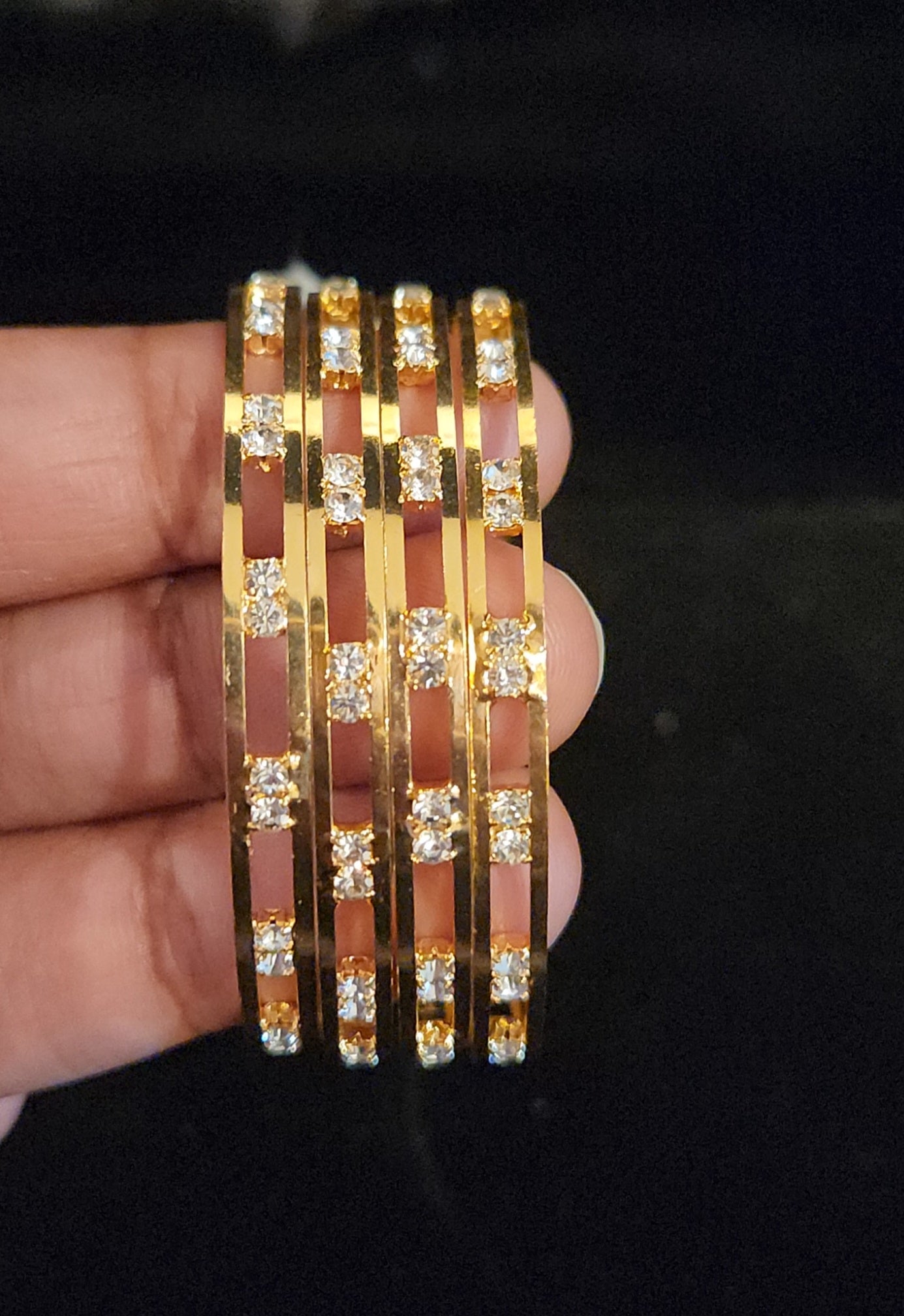 Dazzling Gold Finish Moissanite Kids Bangle