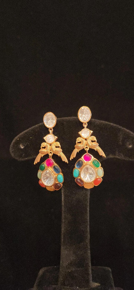 Exotic Navratan Bird Earrings