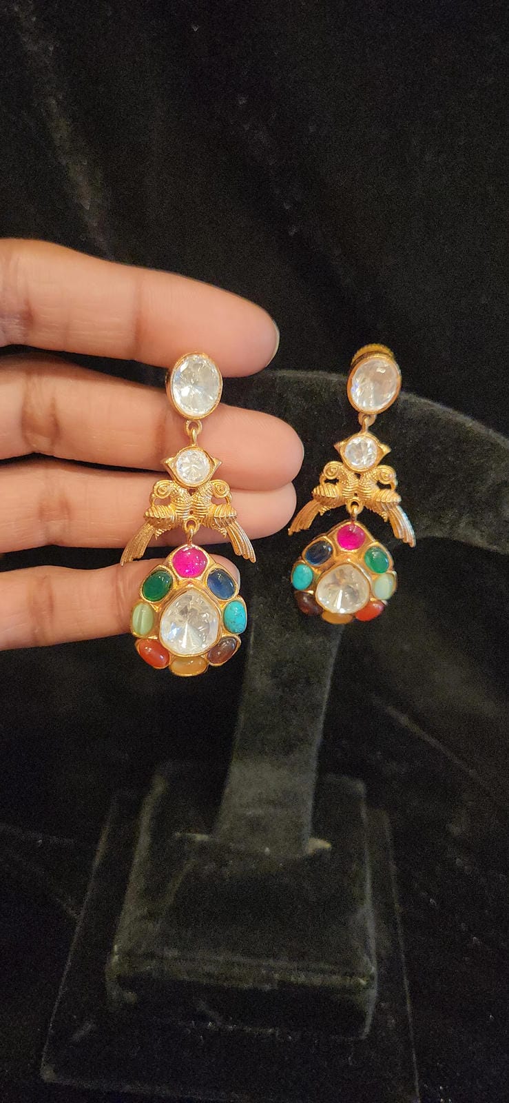 Exotic Navratan Bird Earrings