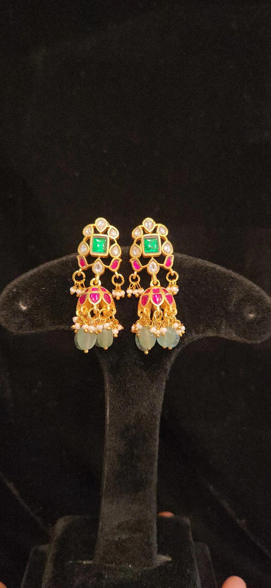 Authentic Kundan Floral Jhumkas