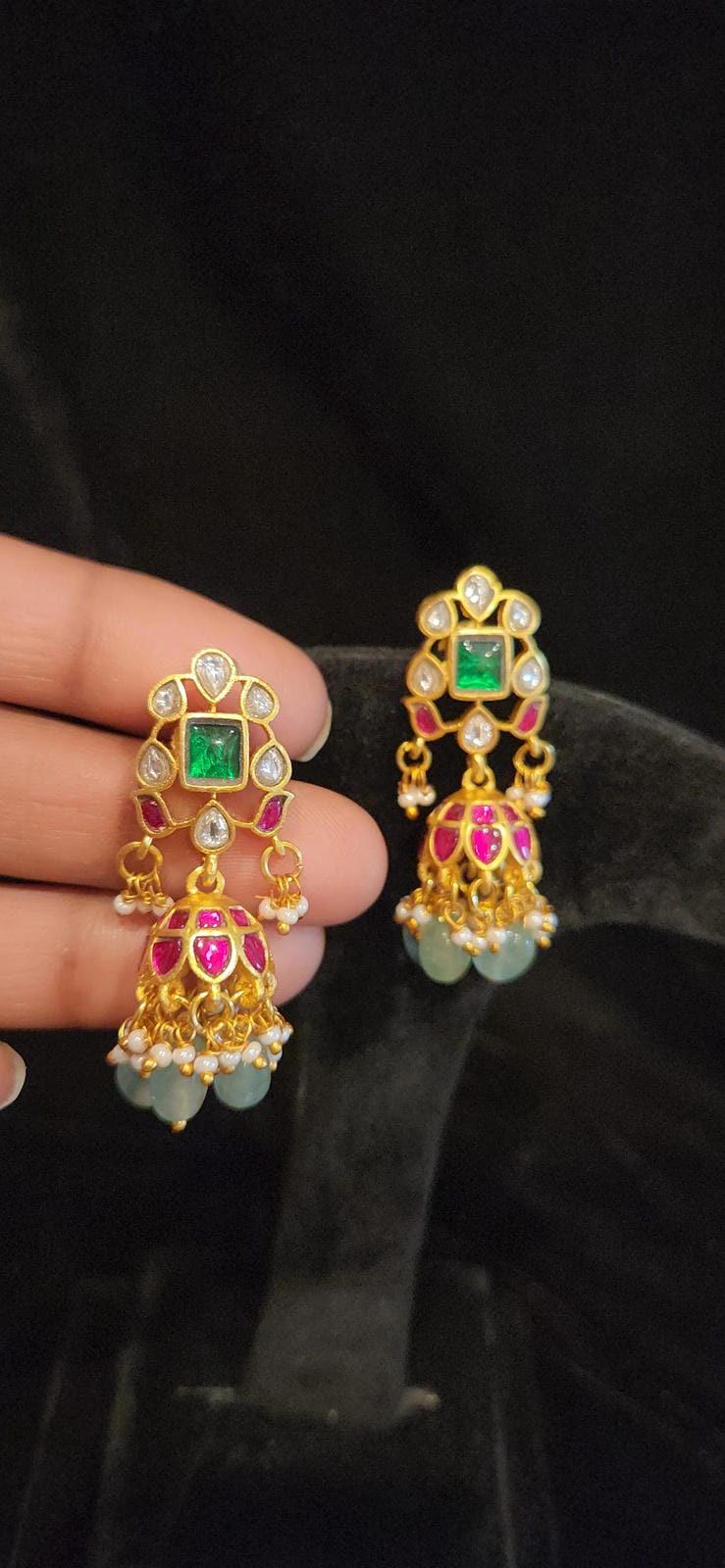 Authentic Kundan Floral Jhumkas