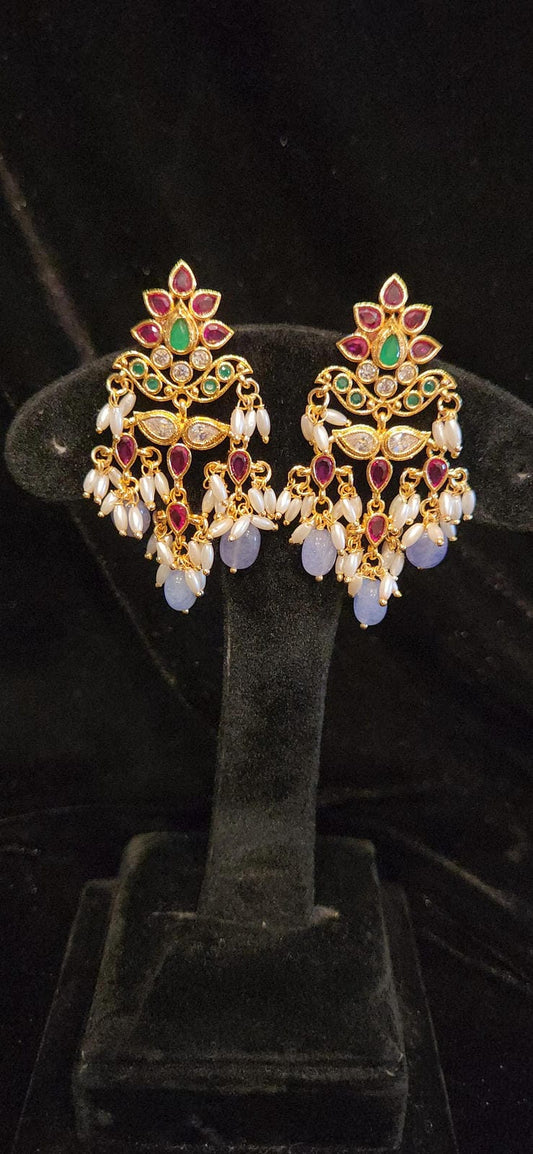 Vibrant Polki Design Earrings