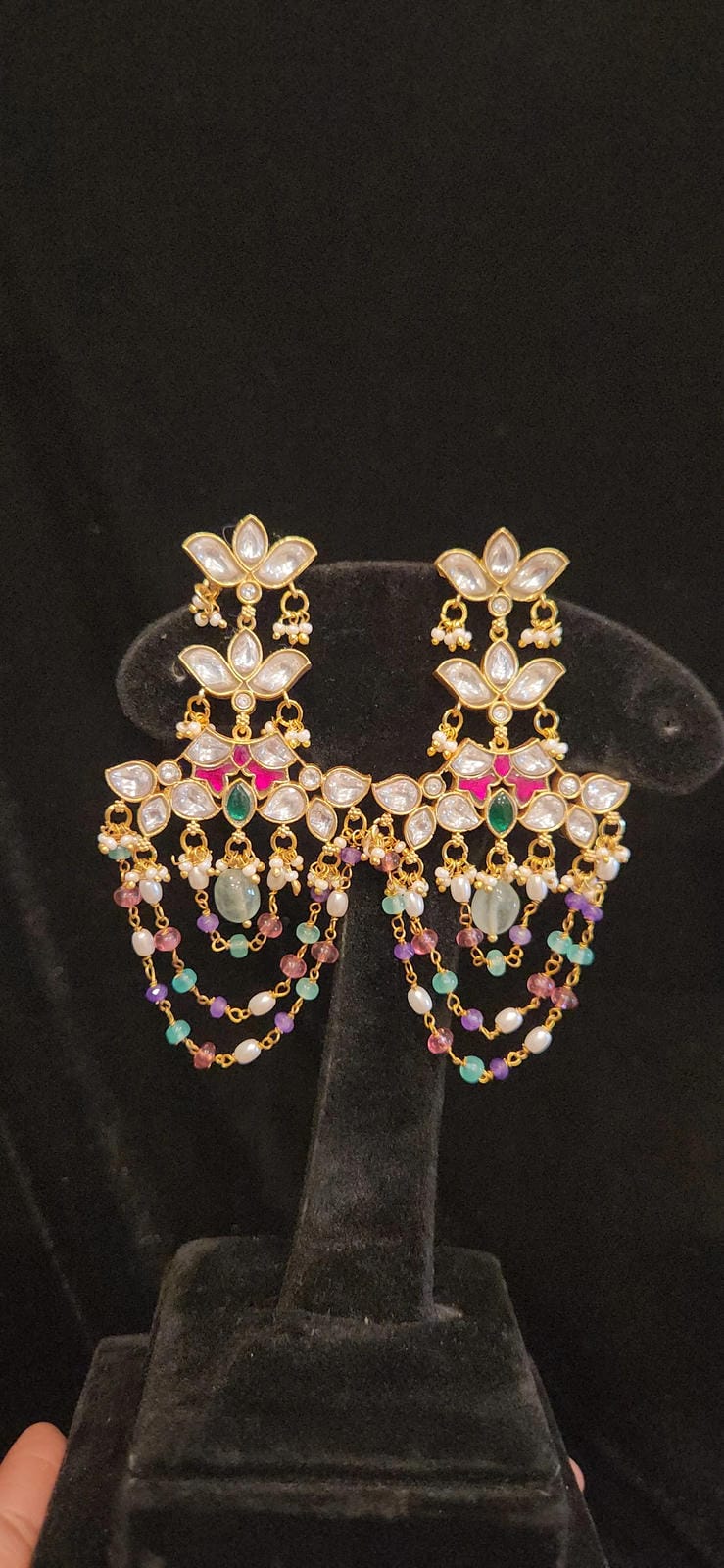 Vibrant Kundan Dangler Earrings