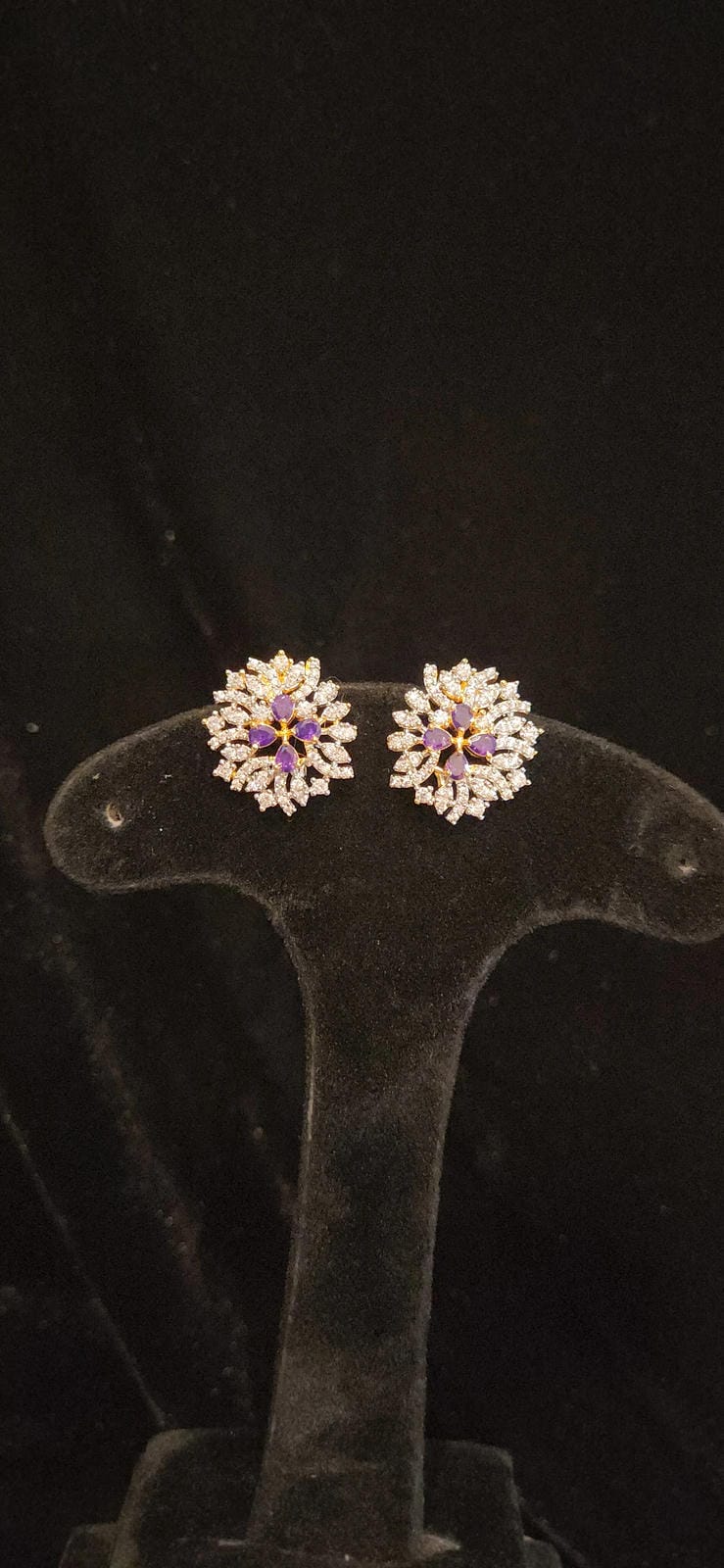 Sparkling CZ Purple Design Studs