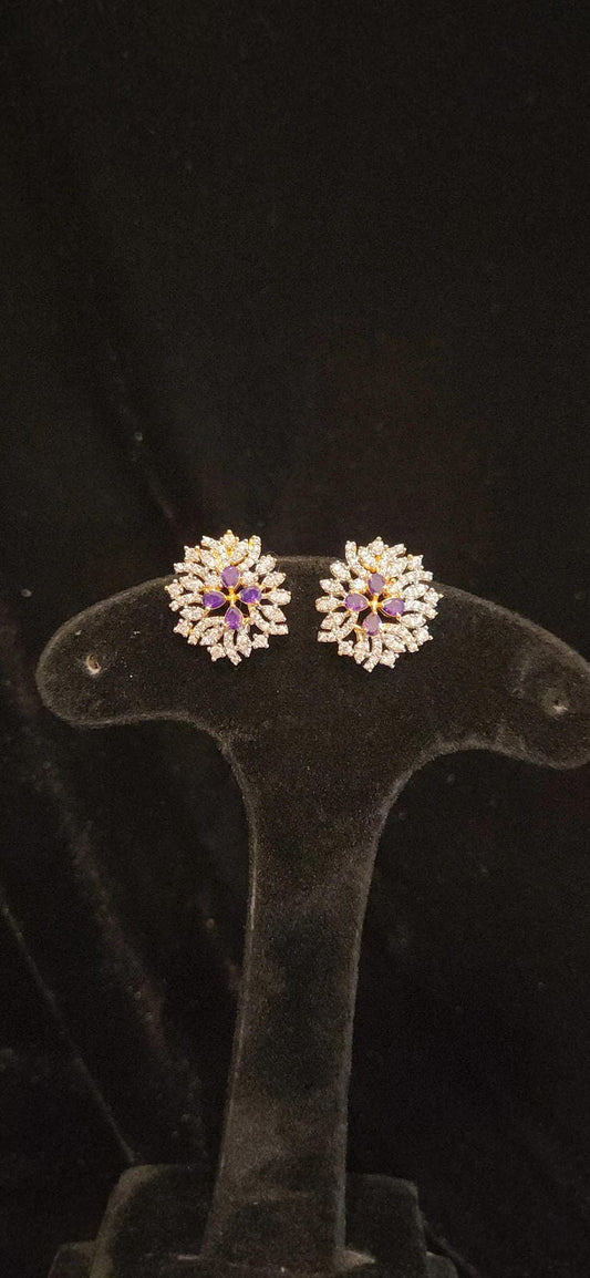 Sparkling CZ Purple Design Studs