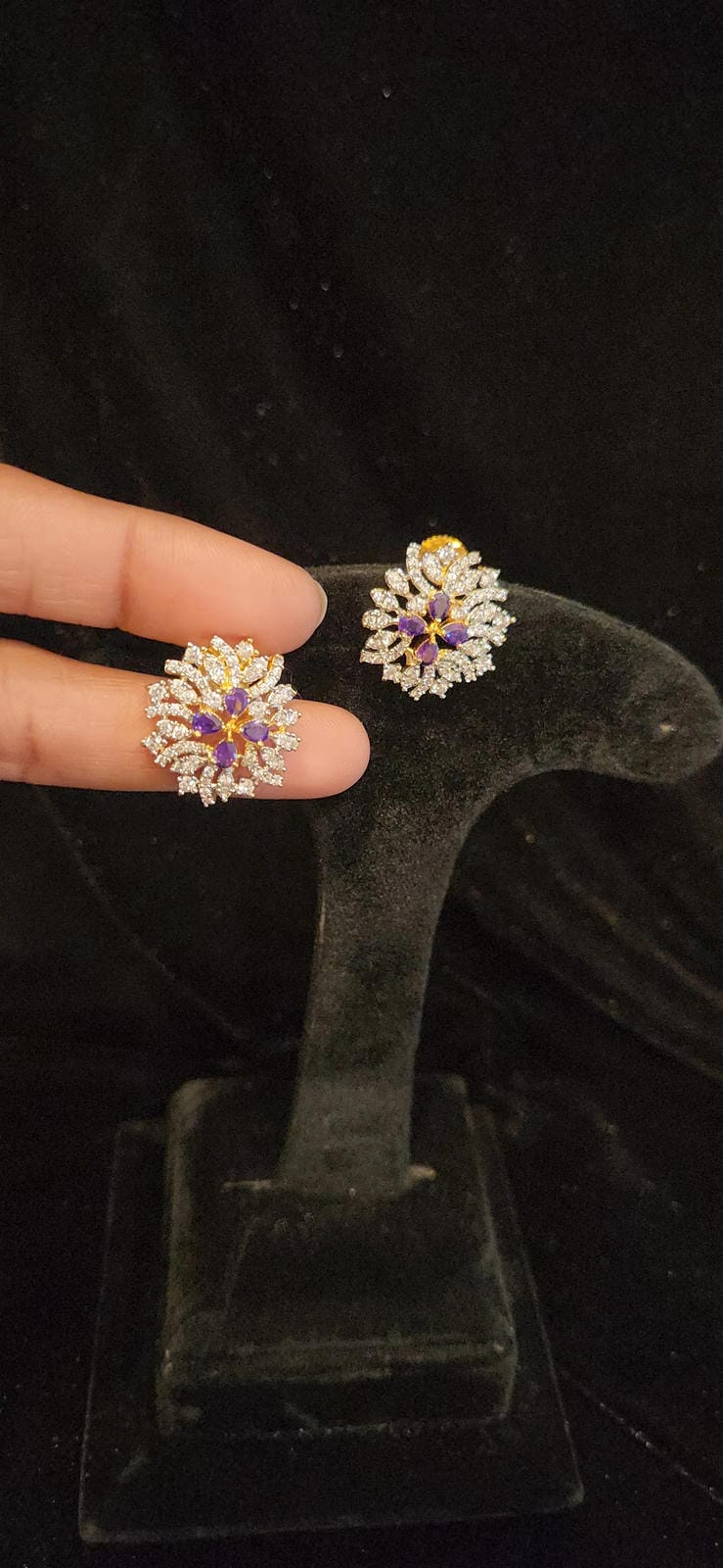 Sparkling CZ Purple Design Studs