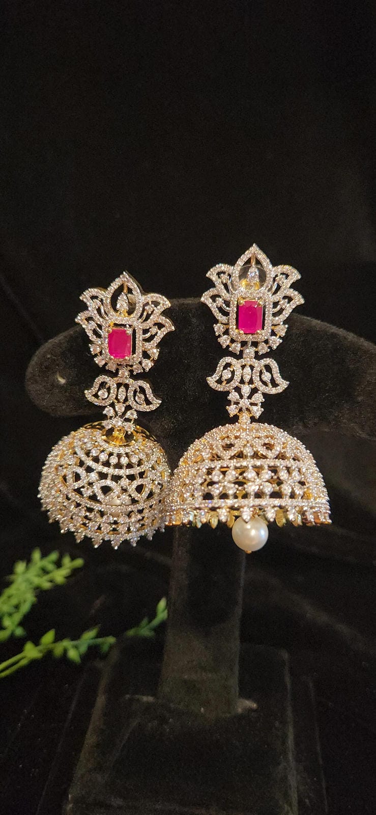 Brilliant Diamond Finish Jhumkas