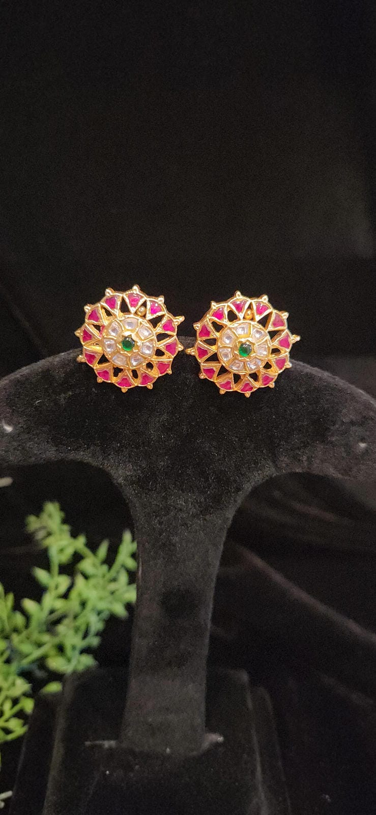 Authentic Kundan Floral Studs