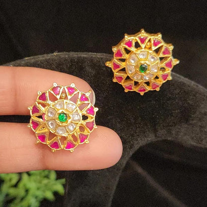 Authentic Kundan Floral Studs