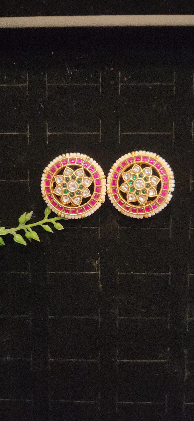 Authentic Kundan Flower Studs
