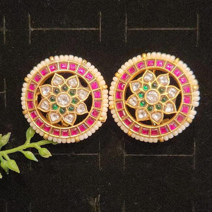 Authentic Kundan Flower Studs