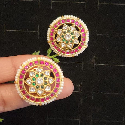Authentic Kundan Flower Studs