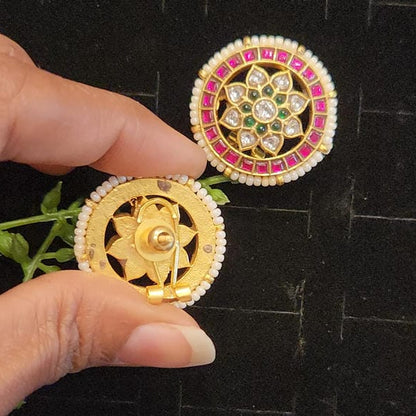 Authentic Kundan Flower Studs