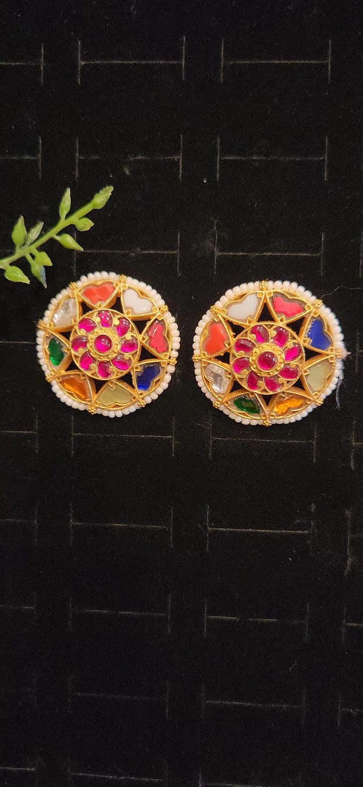 Traditional Navratan Kundan Studs
