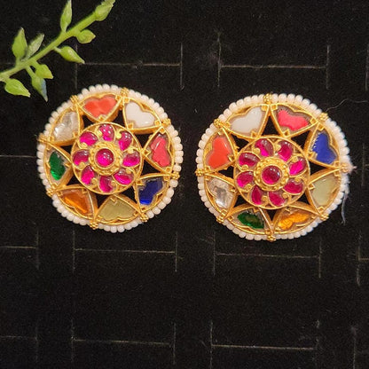Traditional Navratan Kundan Studs