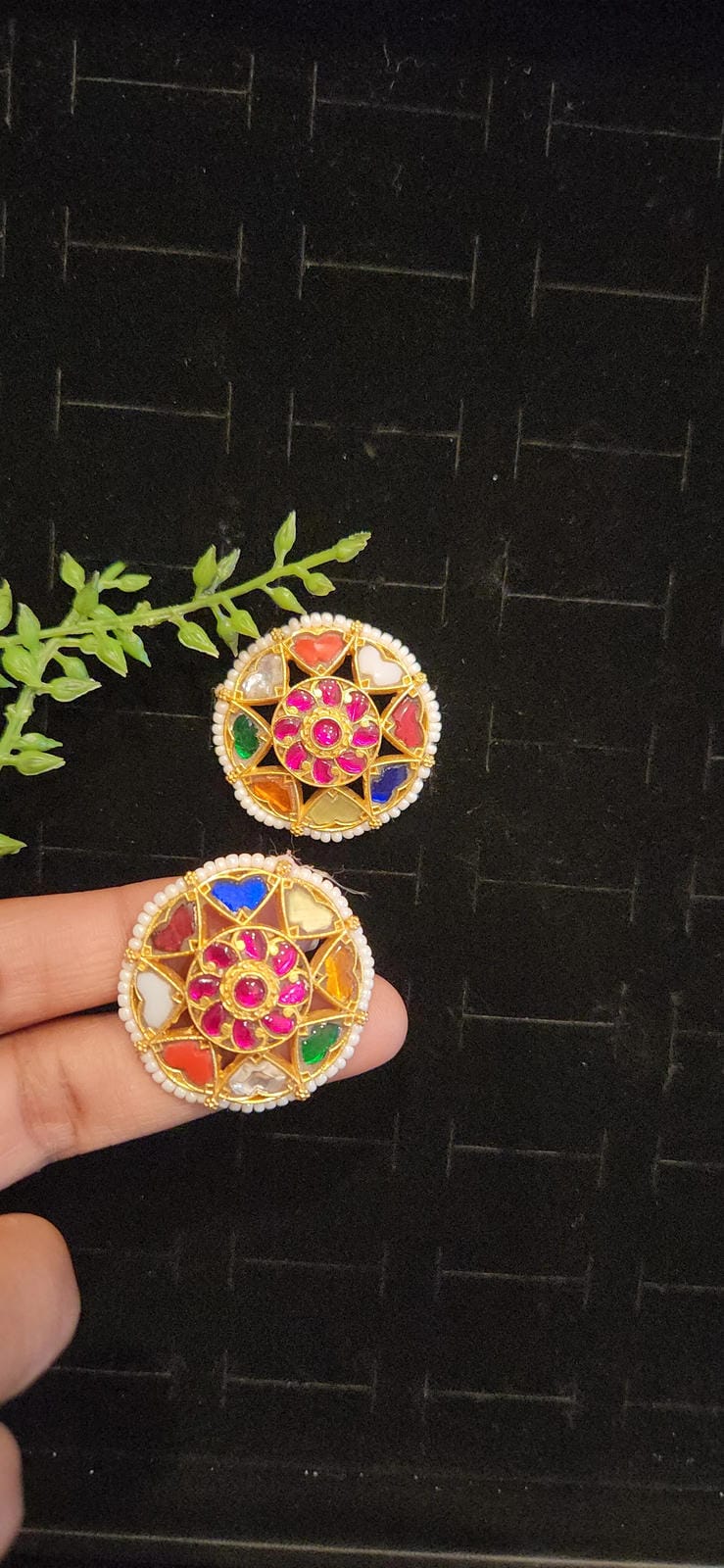 Traditional Navratan Kundan Studs