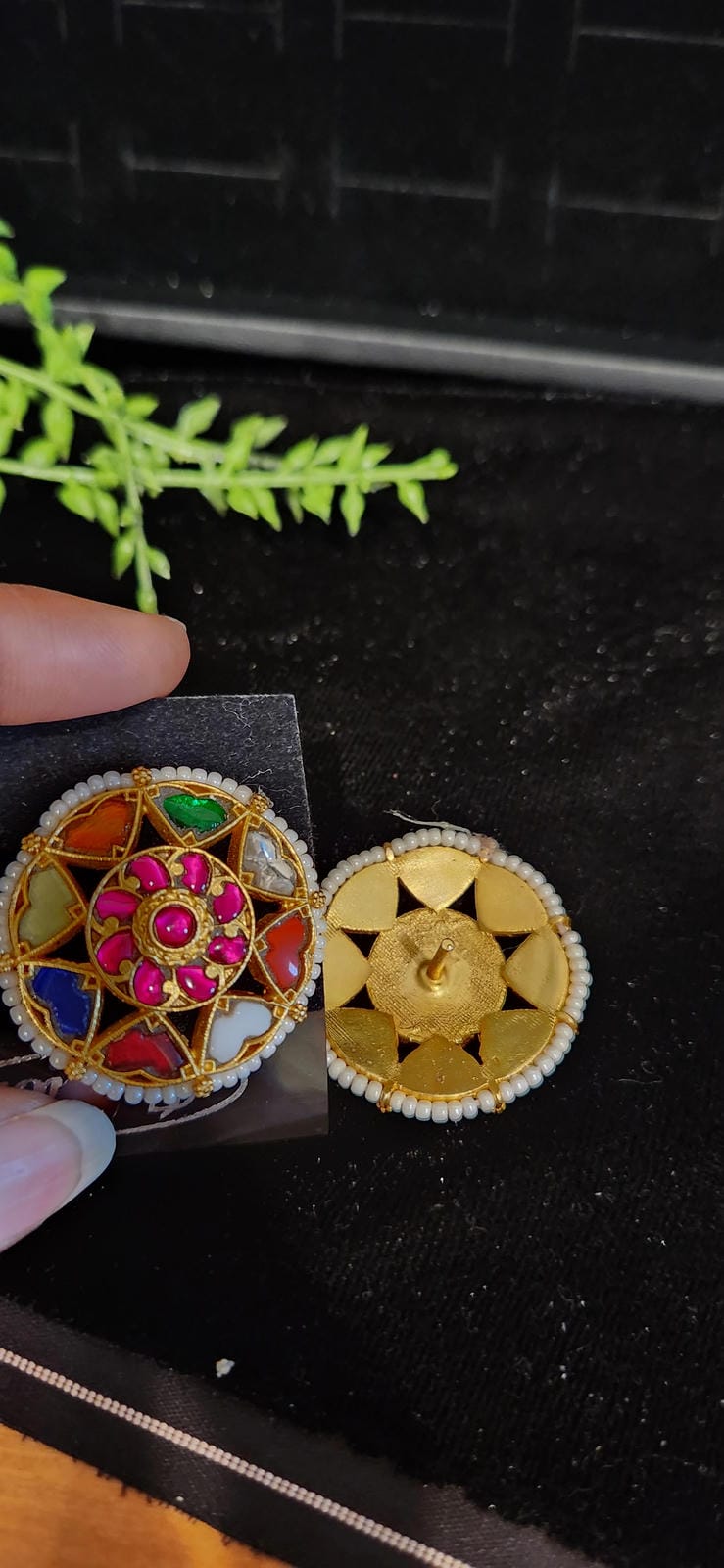 Traditional Navratan Kundan Studs