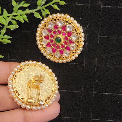 Authentic Kundan Flower Studs | Pearls around