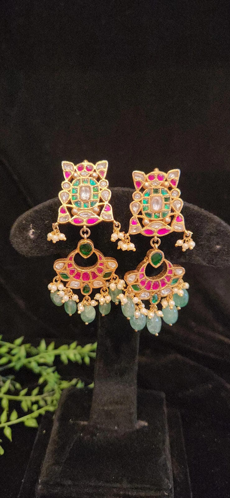 Vibrant Kundan Chandbali Earrings