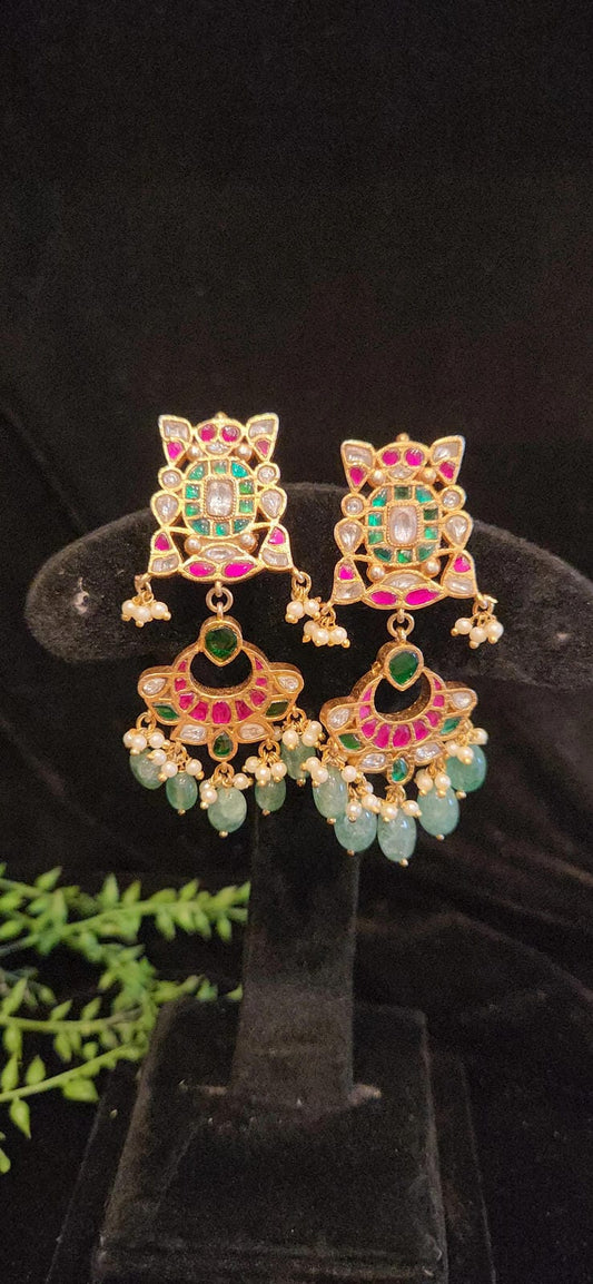 Vibrant Kundan Chandbali Earrings