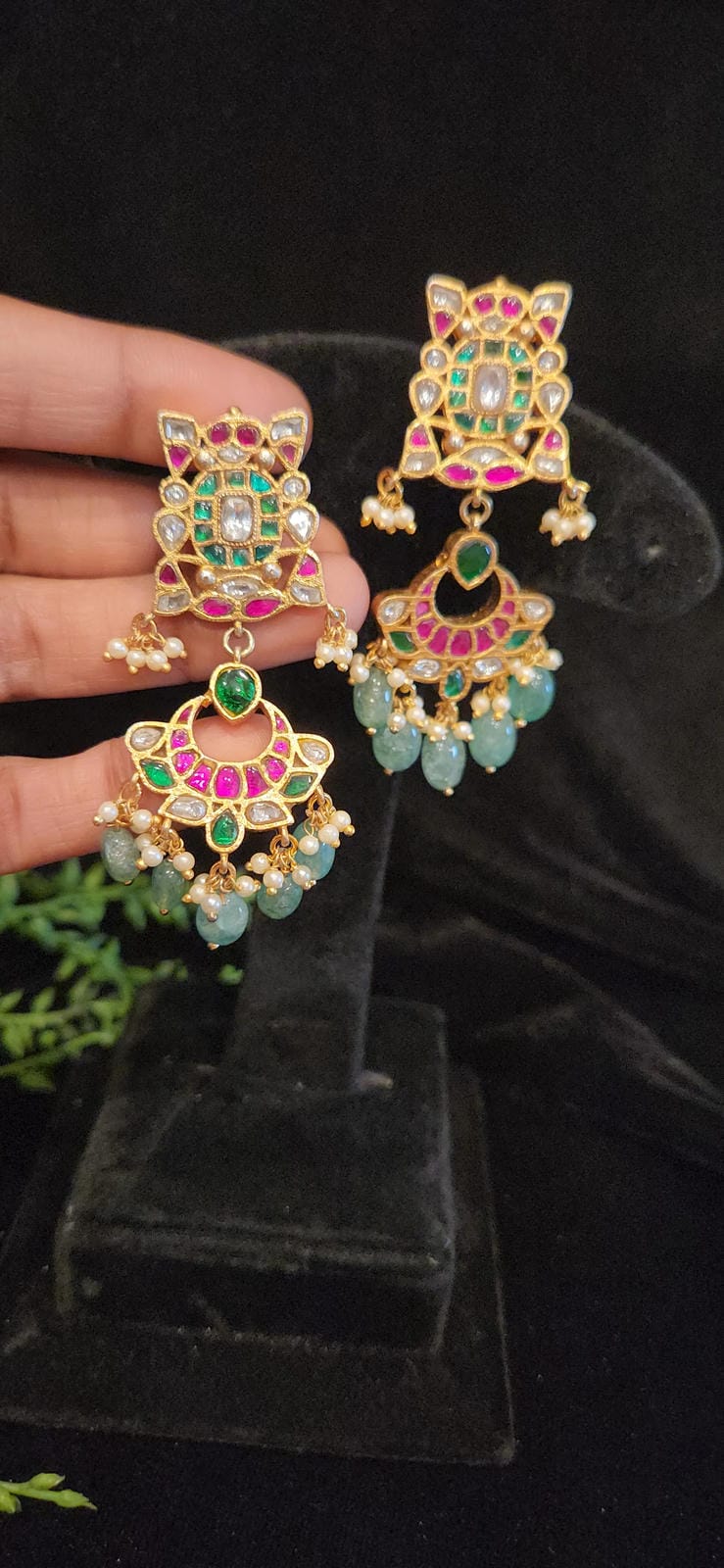 Vibrant Kundan Chandbali Earrings