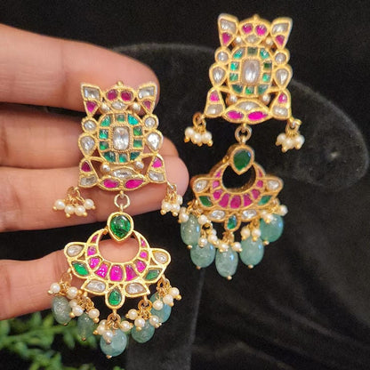 Vibrant Kundan Chandbali Earrings