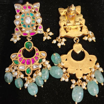 Vibrant Kundan Chandbali Earrings