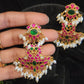 Traditional Kundan Peacock Chandbali Earrings | Real Pearls