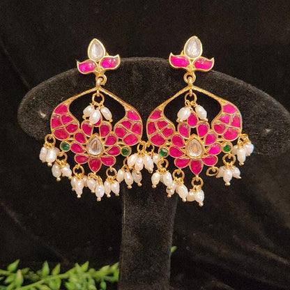 Authentic Kundan Chandbali & Pearls Earrings