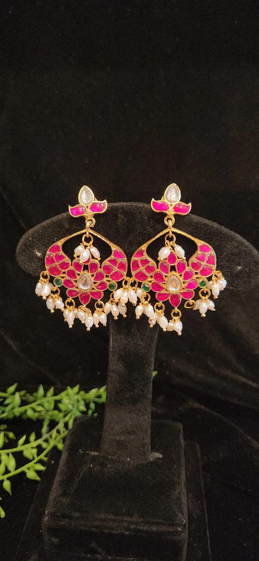 Authentic Kundan Chandbali Earrings | Pearls