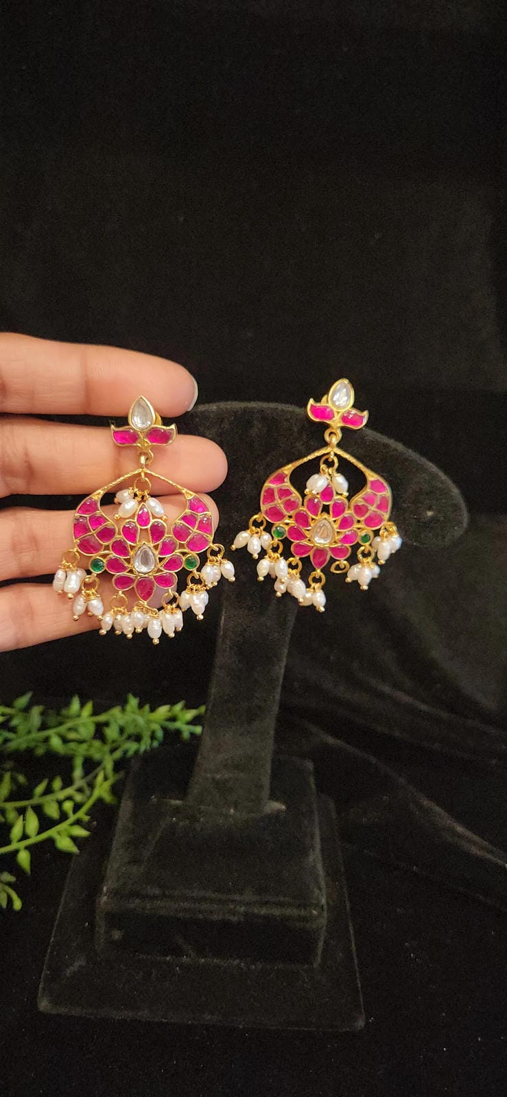 Authentic Kundan Chandbali Earrings | Pearls