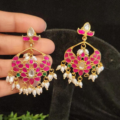 Authentic Kundan Chandbali & Pearls Earrings
