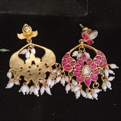 Authentic Kundan Chandbali & Pearls Earrings