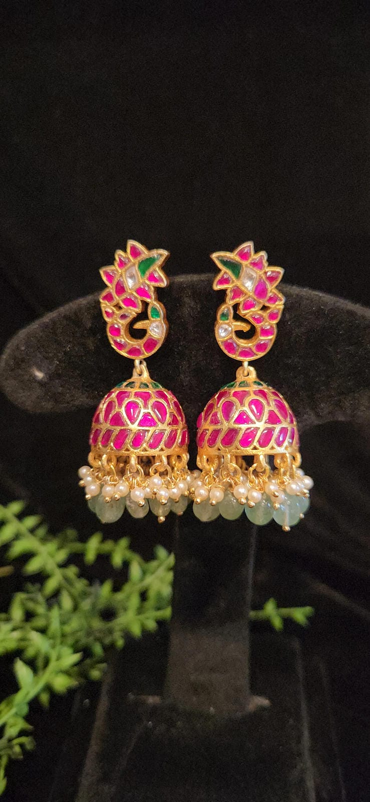 Traditional Kundan Peacock Jhumkas