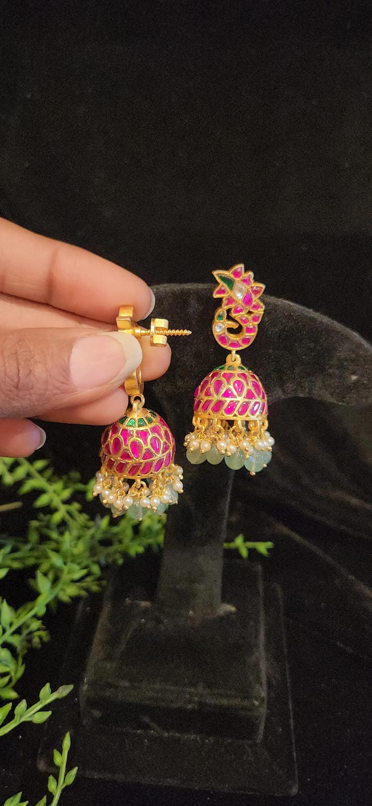 Traditional Kundan Peacock Jhumkas