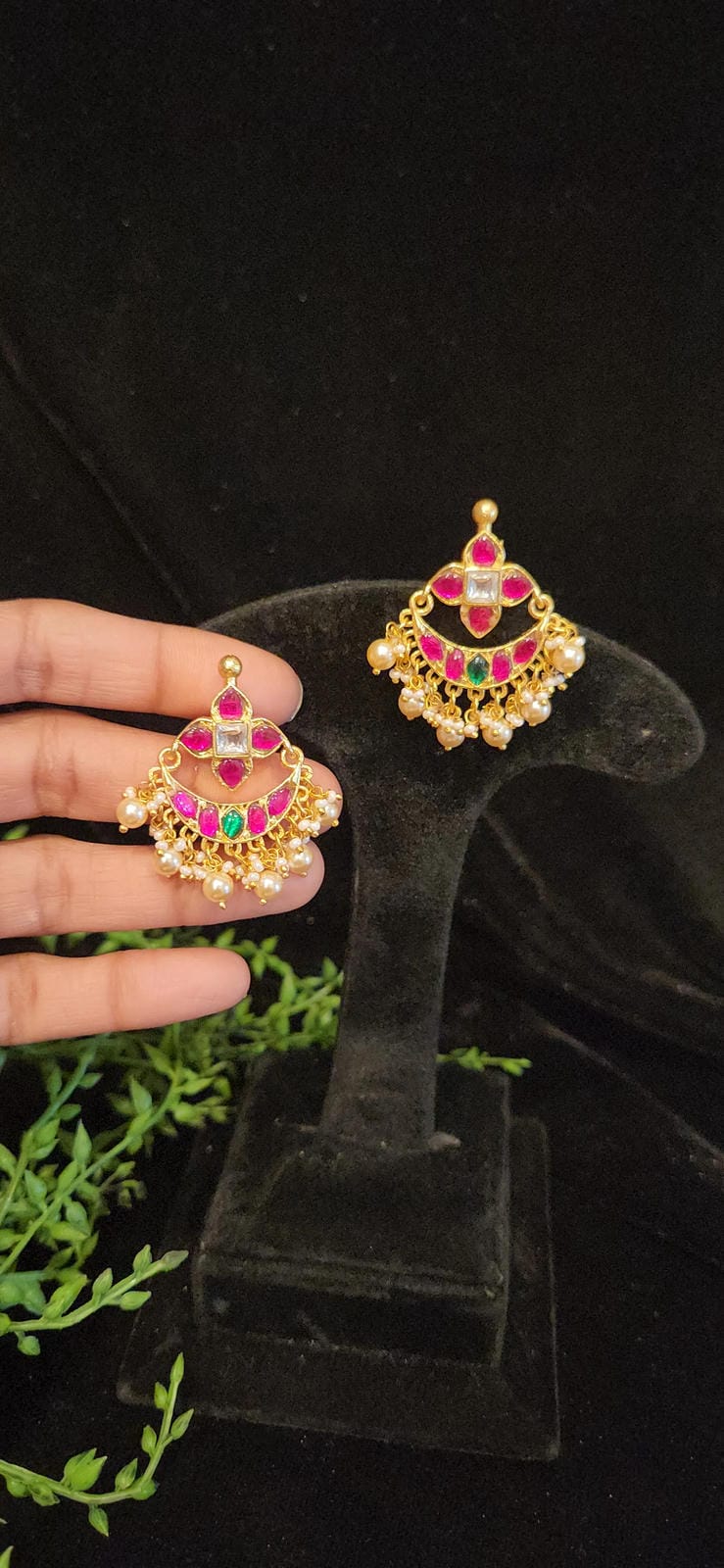 Authentic Kundan Chandbali Earrings