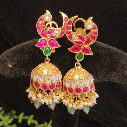 Traditional Kundan Peacock Jhumka