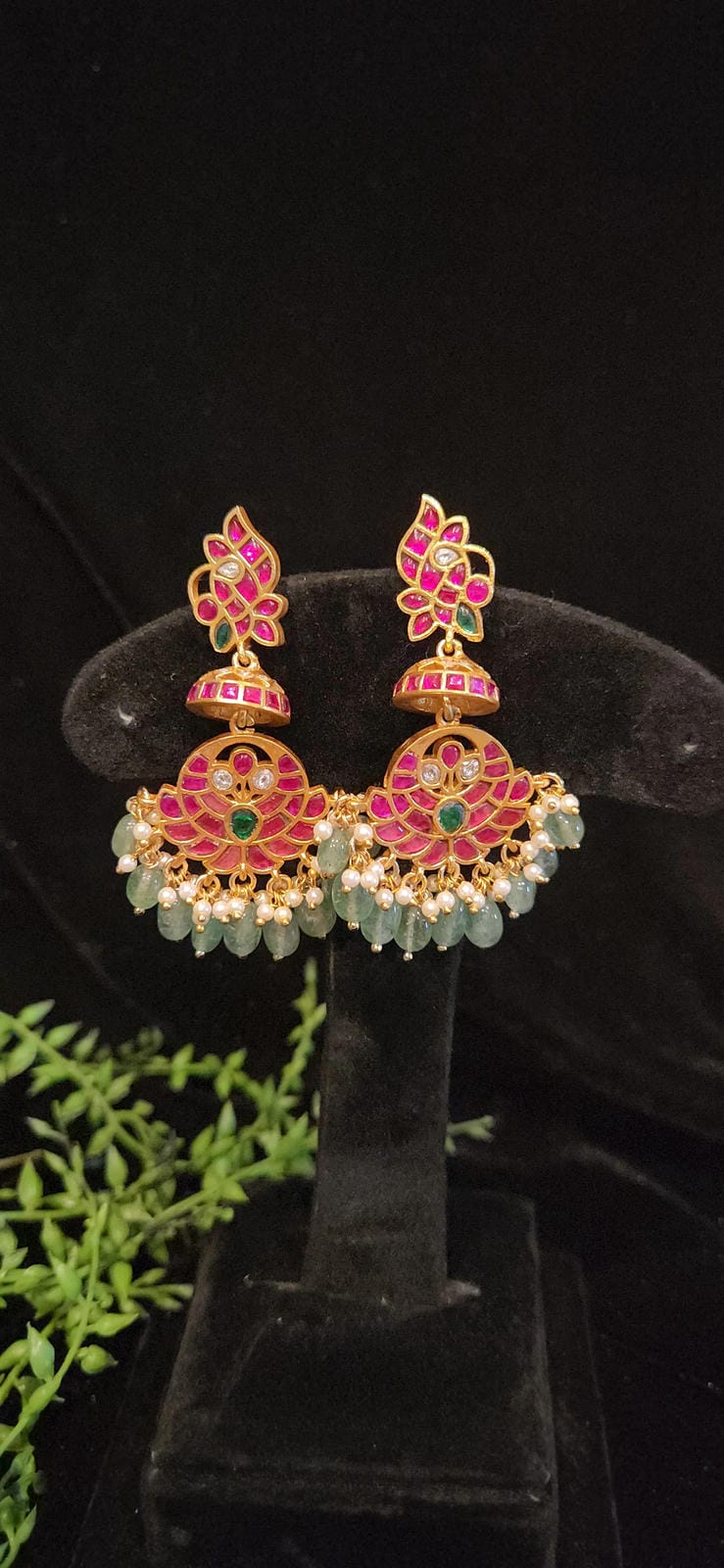 Vibrant Kundan Chandbali Earrings