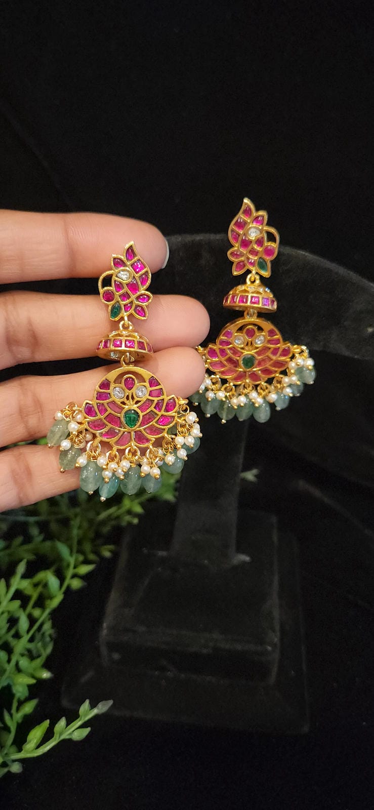 Vibrant Kundan Chandbali Earrings