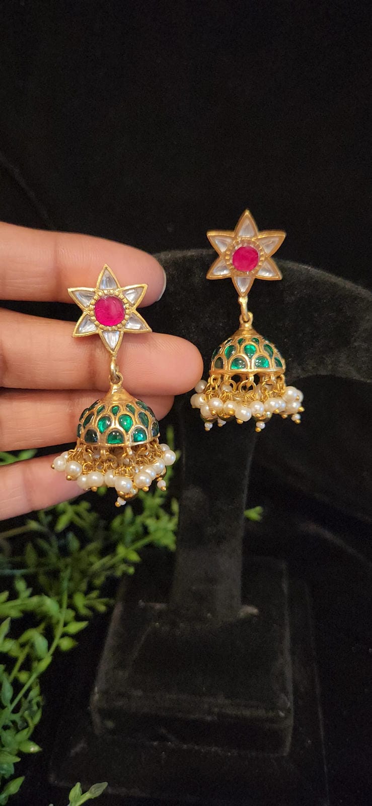 Traditional Kundan Star Jhumkas