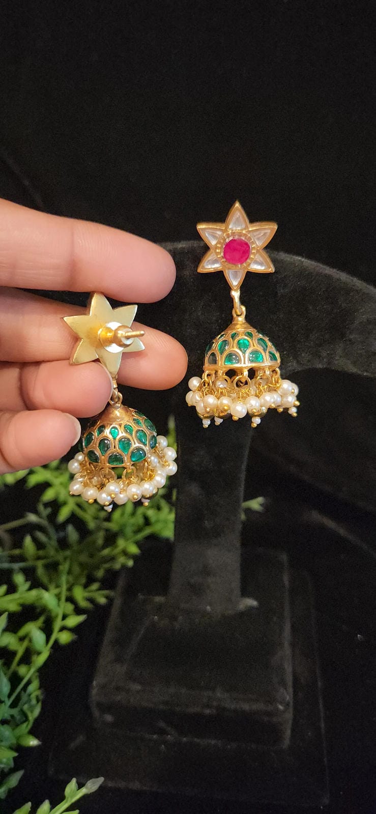 Traditional Kundan Star Jhumkas