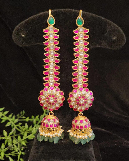 Traditional Kundan Jhumka with Maati