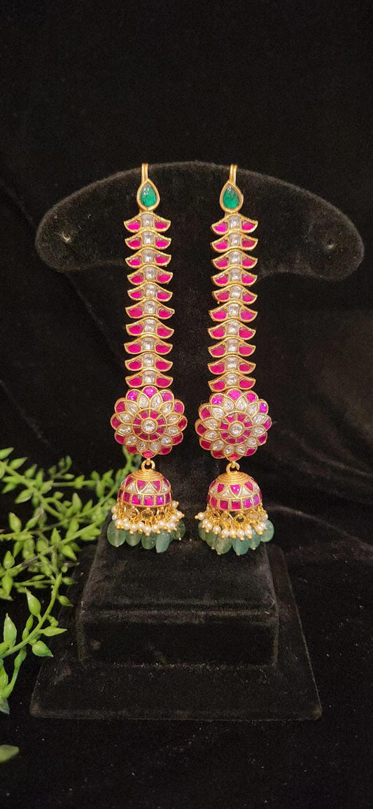 Traditional Kundan Jhumka with Maati