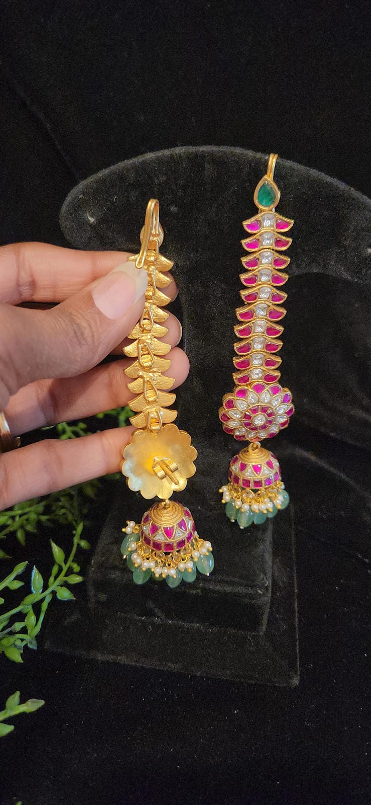 Traditional Kundan Jhumka with Maati