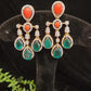 Vibrant Dangler Earrings with Coral & Emerald
