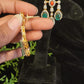 Vibrant Dangler Earrings with Coral & Emerald