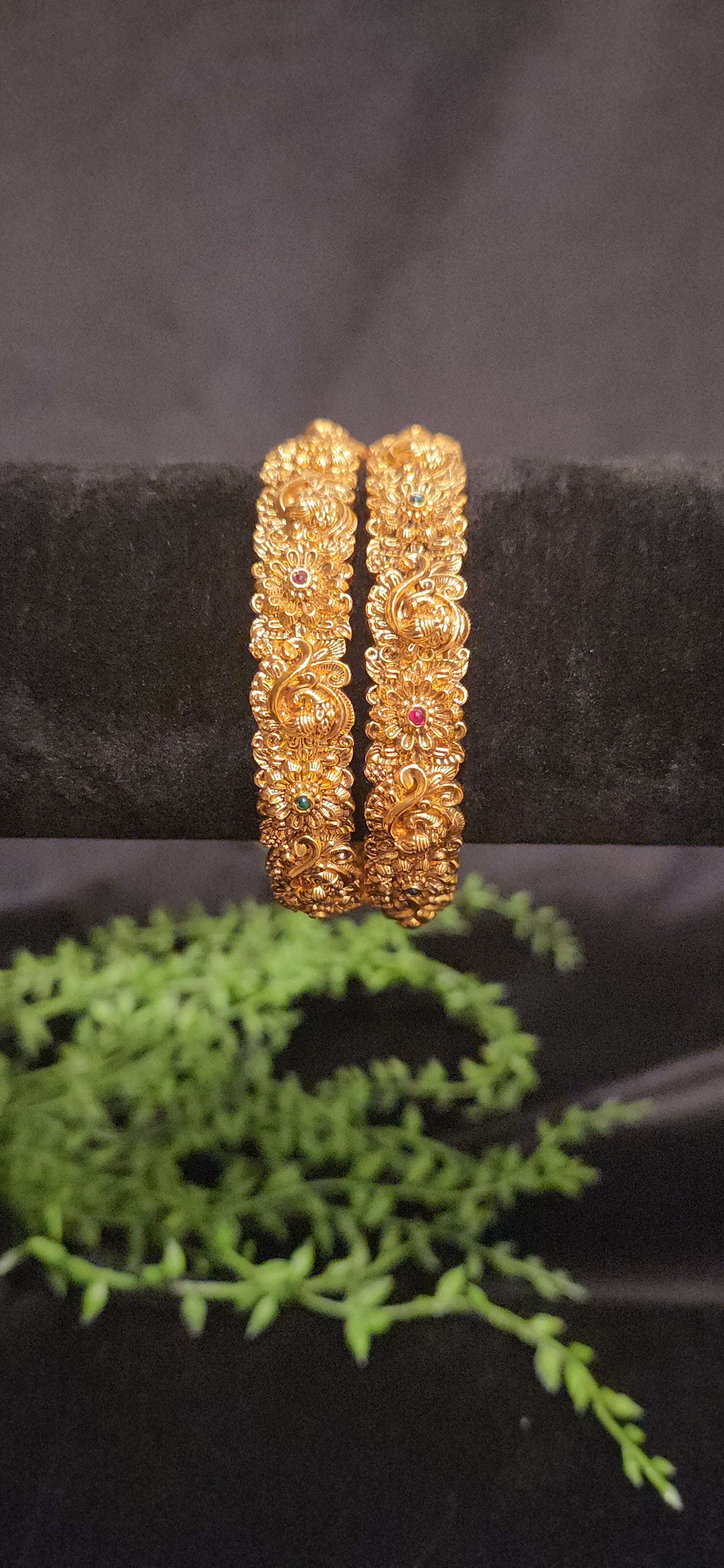 Nakshi Floral and Peacock Design Bangles