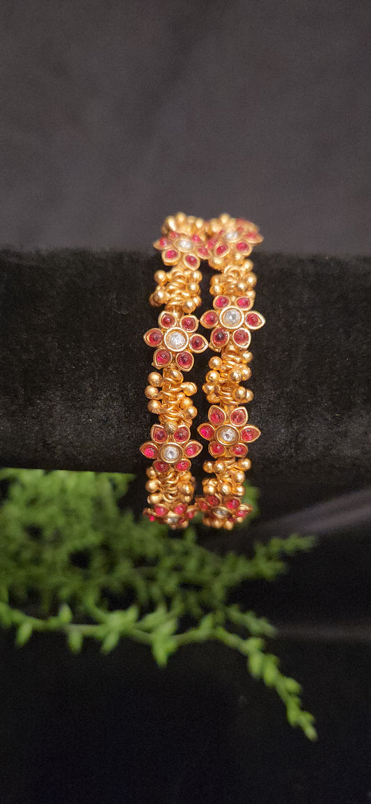 Floral Design Kemp Bangles with Loreal gold balls